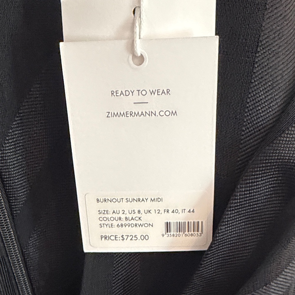 Zimmermann Black Pleated V-Neck Maxi Dress - Picture 3 of 7